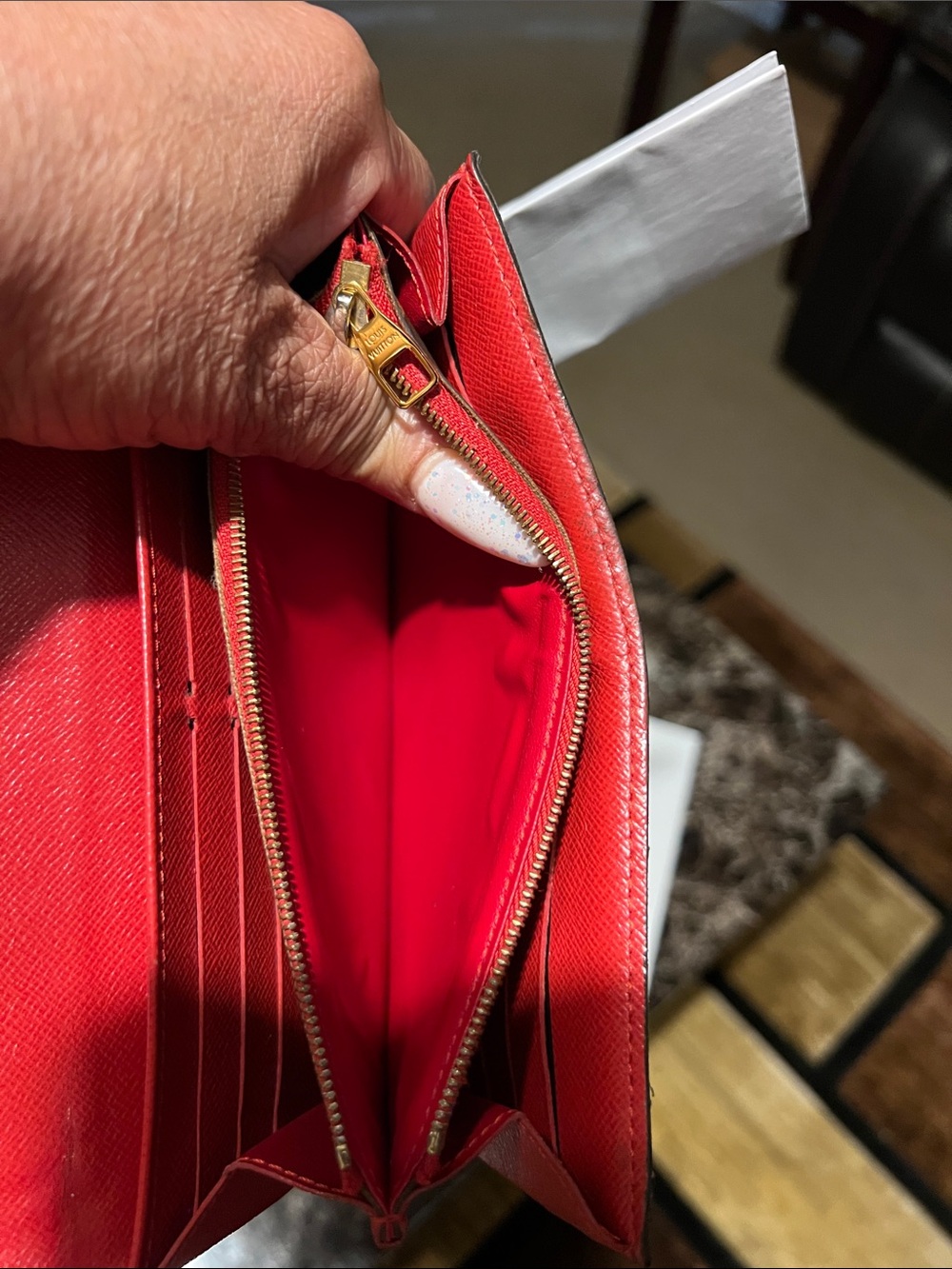 🔥🔥🔥Louis Vuitton Brown Monogram Envelope Wallet with Red Trim with 2 COA! - Picture 12 of 15